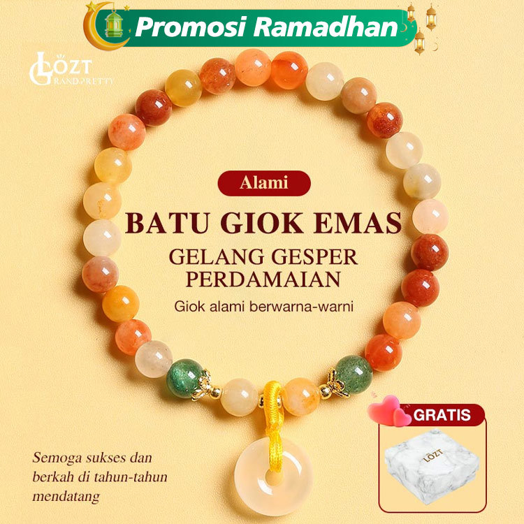 [Promosi Ramadhan] Gelang gesper perdamaian giok emas alami-Simbol perdamaian, kesehatan dan kekayaa