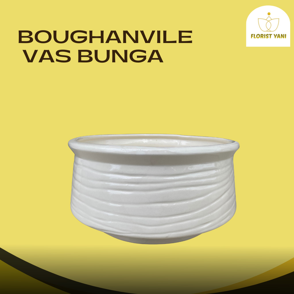 BOUGAINVILLE VAS BEJANA BUNGA BAHAN KERAMIK PUTIH