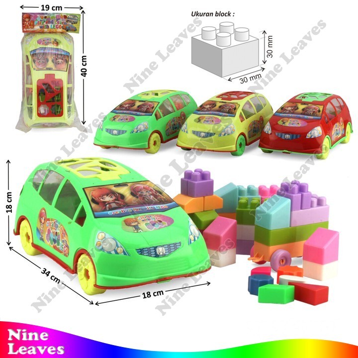 Mainan Block 30x30 mm Kemasan Bentuk Mobil Jazz Play and Learn Mainan Edukasi Balok