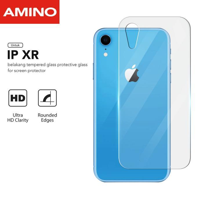 =TERBARU= [New] AMINO Untuk Iphone XR Back Tempered Glass Clear Anti Gores Belakang Protector 9H Gla