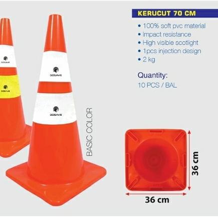 Trafic cone kerucut base orange 70cm safety cone