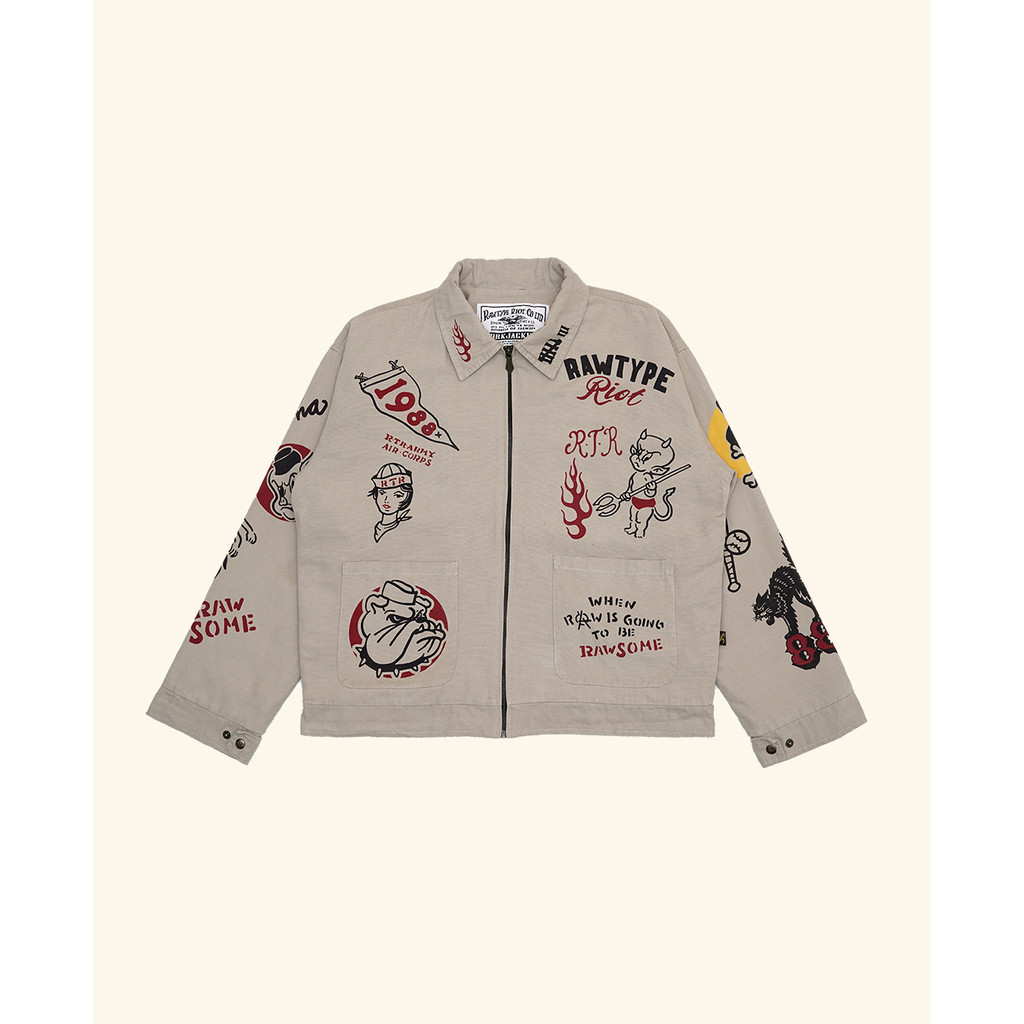 RAWTYPE RIOT 1988 Aloha Stencil Work Jacket - Cream