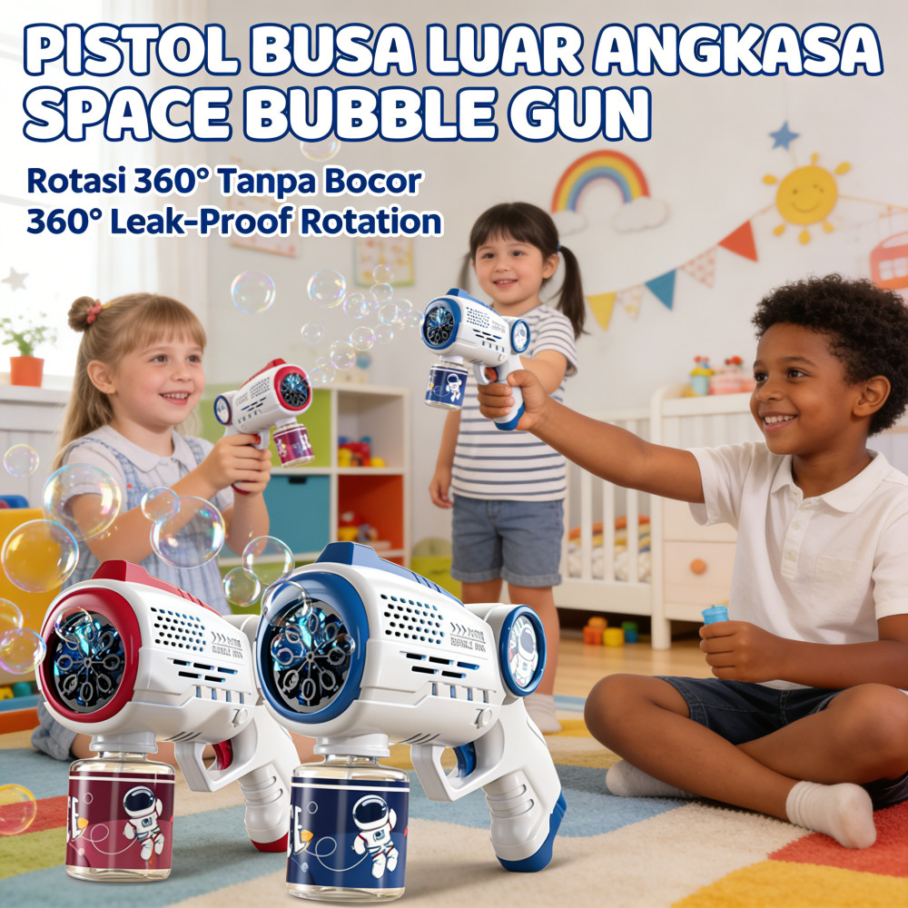 Anak Besar Kado Space Balon Tembakan, Otomatis Sabun Cewek Cowok Mainan Gun Bubble