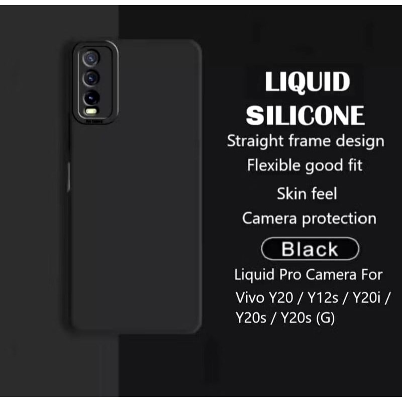 SoftCase Casing Pro Camera ViVo Y20/Y12S/Y20i/Y20S Silikon Macaron Ful Black Pelindung Belakang HP