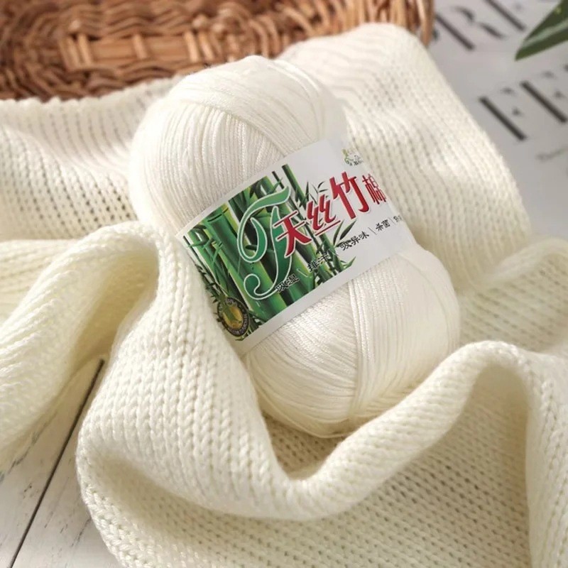 1Pc 50g Bamboo Yarn hand knitting Soft Cool Summer thin thread knit sweater dress blanket Croet hat 