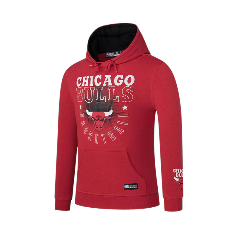 NBA Dribble Men Front Logo Regular Fit Hoodie Chicago Bulls - Red