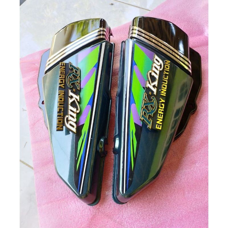 COVER BOK AKI RX KING 1997 HIJAU LIS CROM  SET EMBLEM kualitas Terbaik