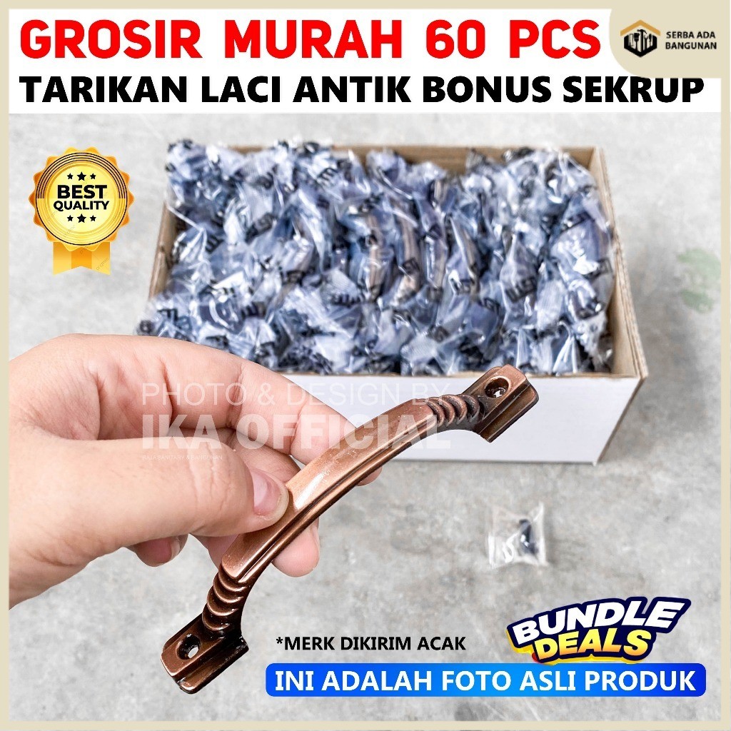 SAB (per kotak 60 pcs) Tarikan / Handle / Pegangan Laci / Pintu Antik / (60 PCS)1 Dosin Handle Kotak
