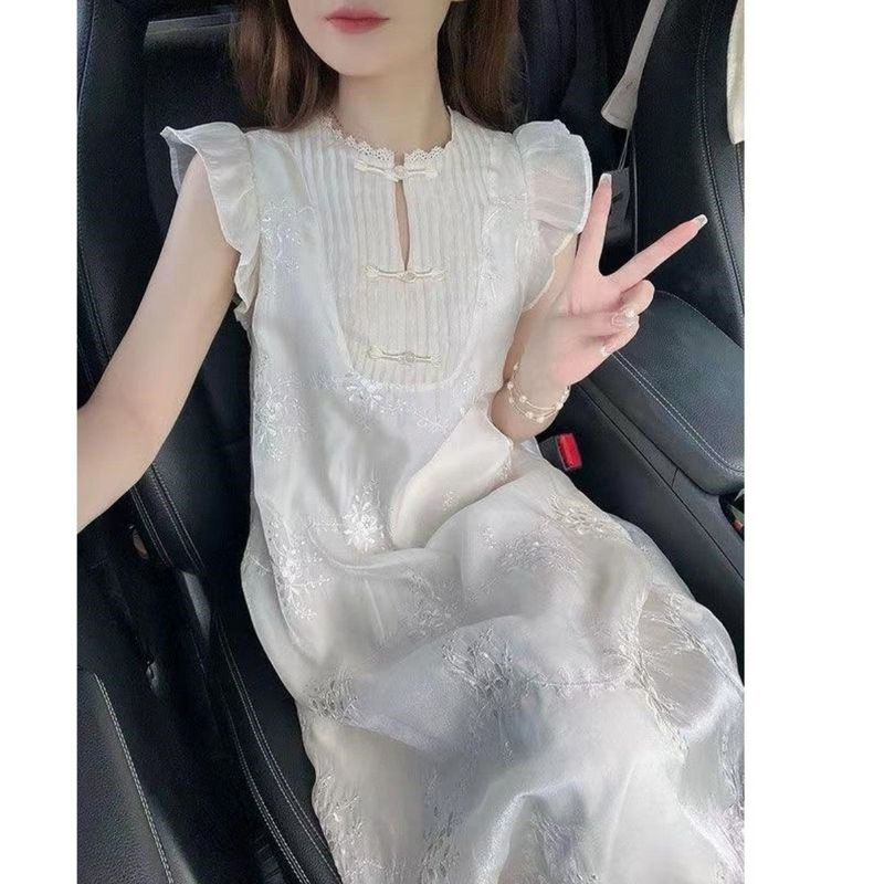 [COD] Gaun Wanita Cantik Model Baru Lengan Pendek Bergelombang Gaun Panjang Elegan