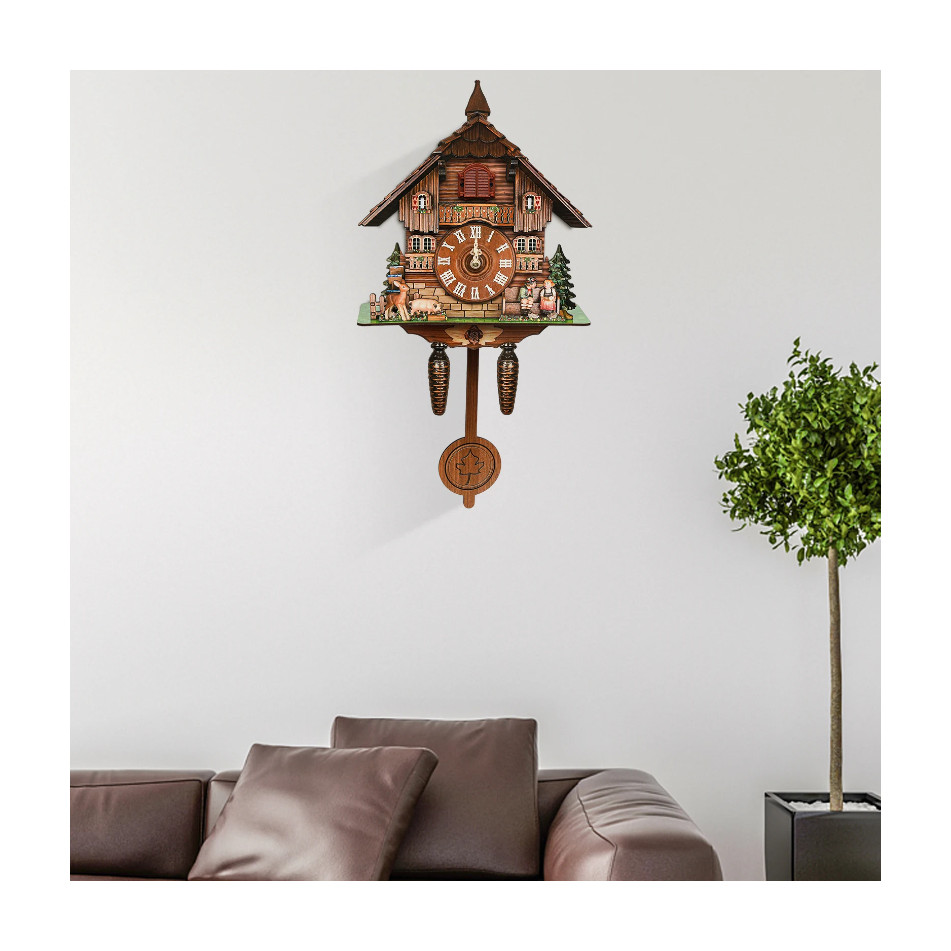 Cuckoo Wall Clock, Vintage Wooden Wall Clock with Pendulum Wall Clock Decoration, Hanging Clock for 