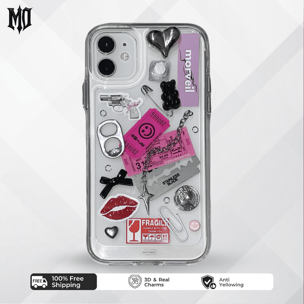 #13 Luxe - Ticket pink M2 CASE HP IPHONE ANDROID resin aesthetic junk skena keren gothic y2k unik