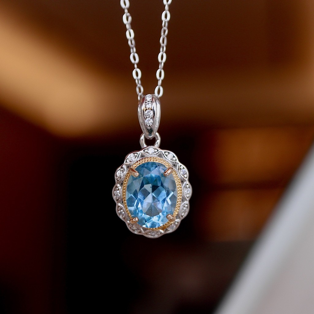 Cincin topaz alami anting lumba-lumba perhiasan batu permata berwarna liontin desain sederhana popul