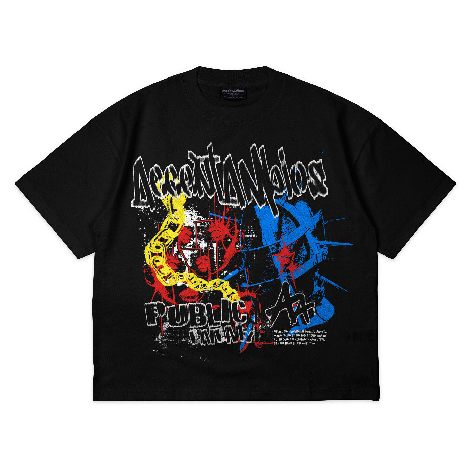 AccentAmbios Boxy fit Kaos Oversized Tshirt Public Enemy Black Pria dan Wanita Original