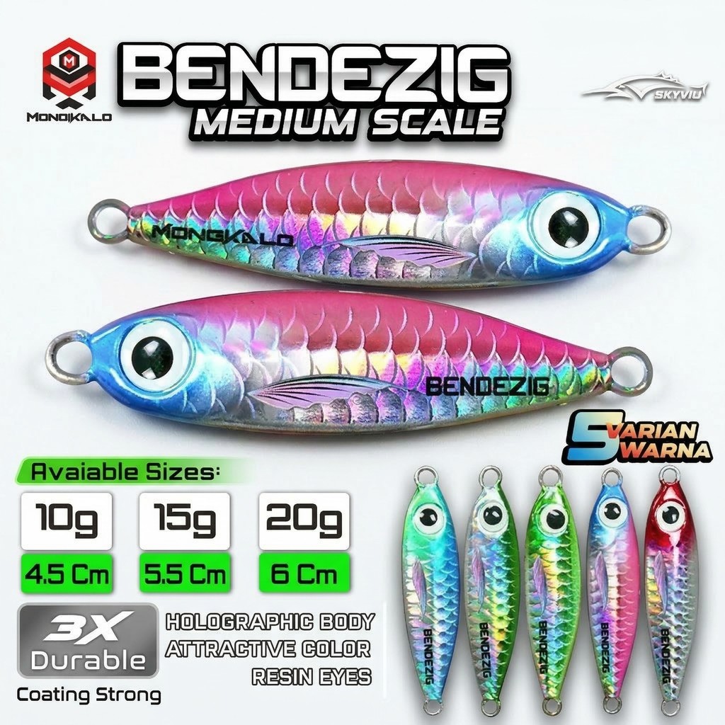 Hookpilot - Umpan Jig 10gram 15gr 20g MONGKALO BENDEZIG Hologram Sisik Umpan Mancing Laut 10 gram Ki