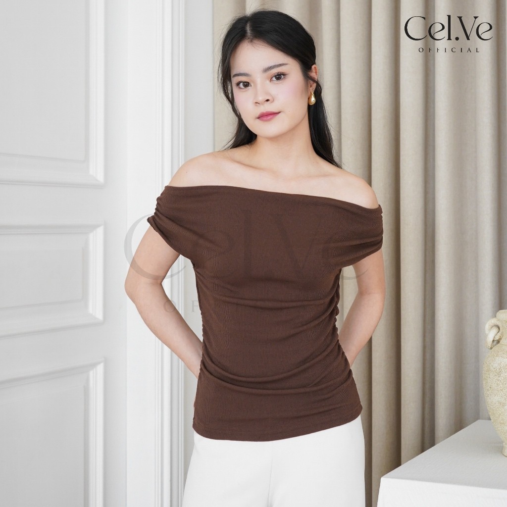 CELVE - Sania Top Off Shoulder Baju Wanita Elegant Premium Korean Style