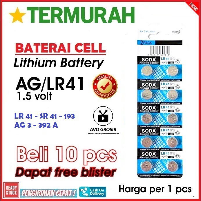 baterai LR41 SR41 193 AG3 392A cell battery kancing LR 41 SR 41 new