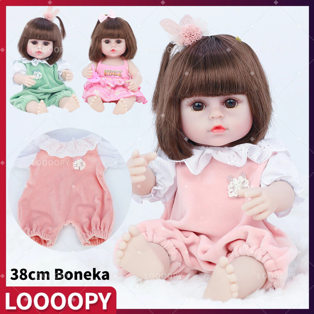 LOOOOPY 38cm Boneka Reborn Baby Alive Minum Akan Minum Dan Buang Air Kecil Lem Lembut Dengan Simulas