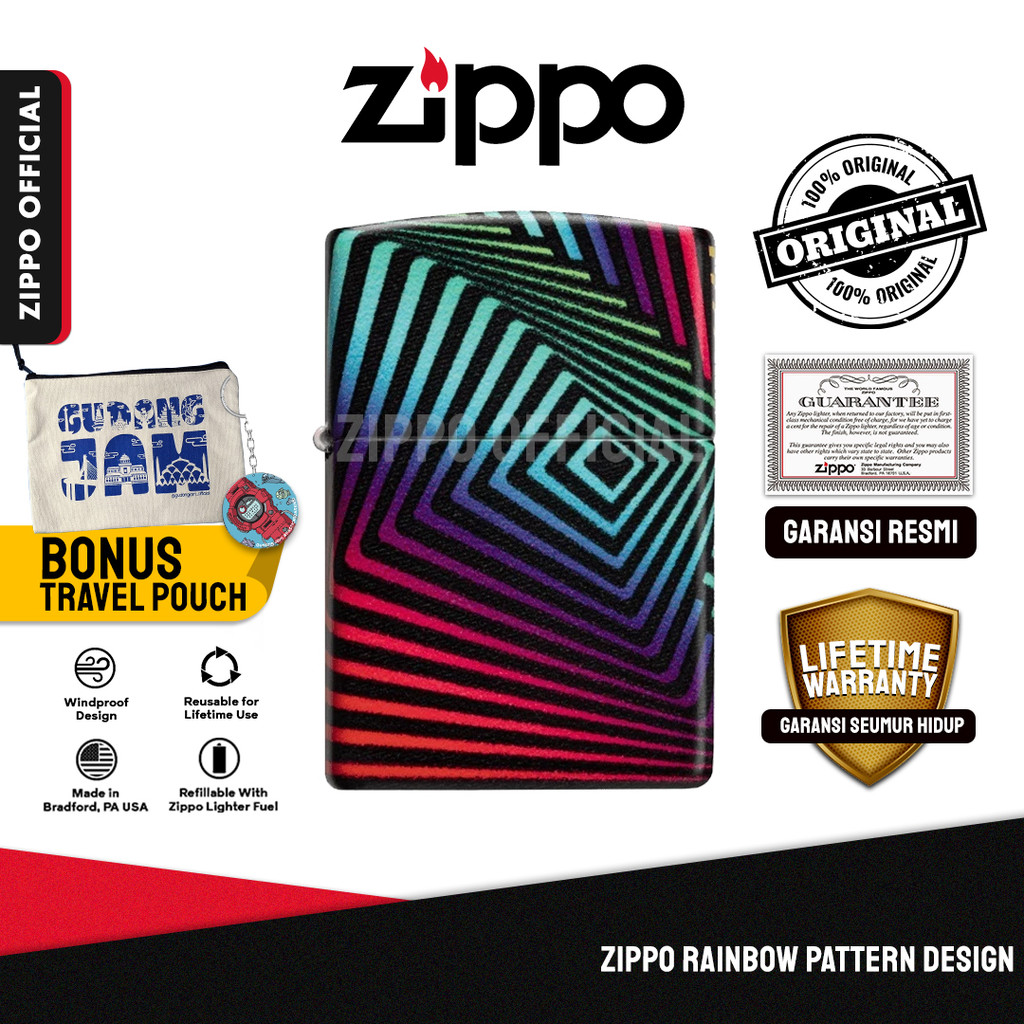 Zippo Rainbow Pattern Design 49352PATT | Garansi Lifetime | Original USA
