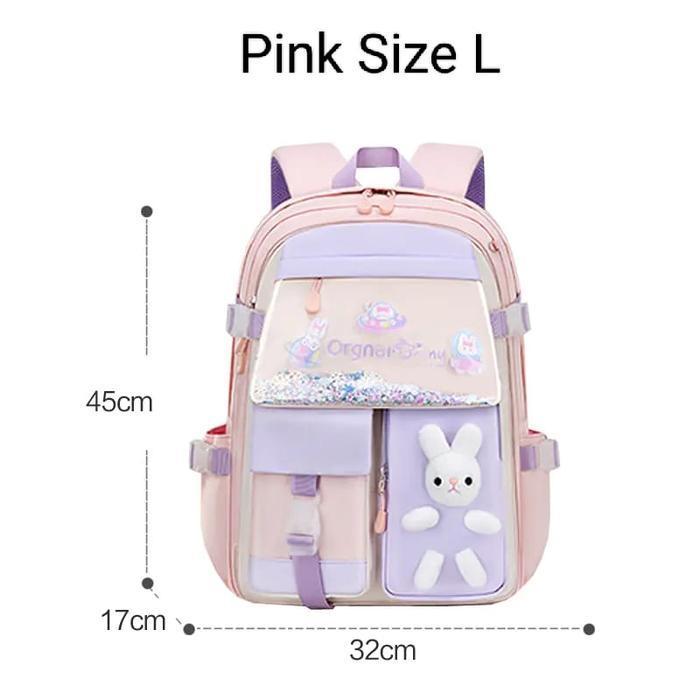 New Collection TA007 Tas Sekolah Anak Perempuan Model Kelinci / Tas Sekolah Anti Air / Tas Ransel Se