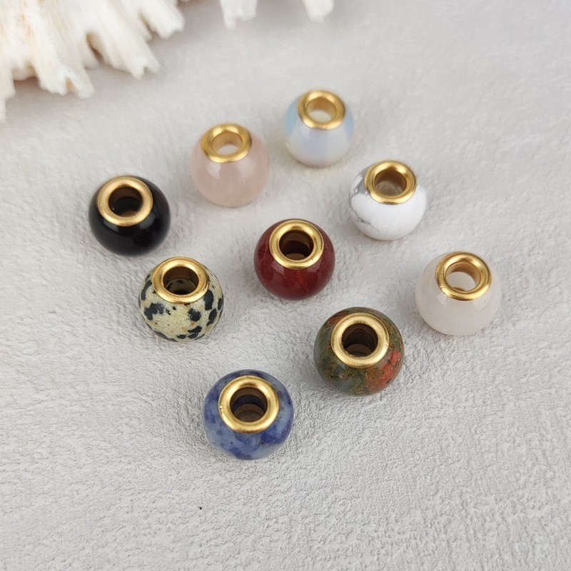 Kristal alami baru, manik-manik lubang besar 12mm manik-manik bulat, manik-manik kecubung, aksesori 