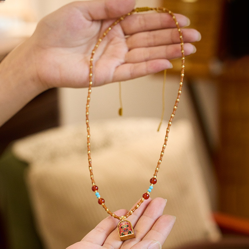 Kalung rajut bambu inti zaitun Cina baru, liontin thangka Zakiram, temperamen kotak Gawu kalung serb