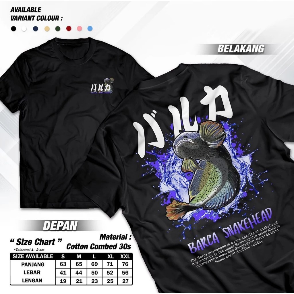 Kaos Ikan Channa Barca Snakehead Tshirt Fish Aquascape Distro
