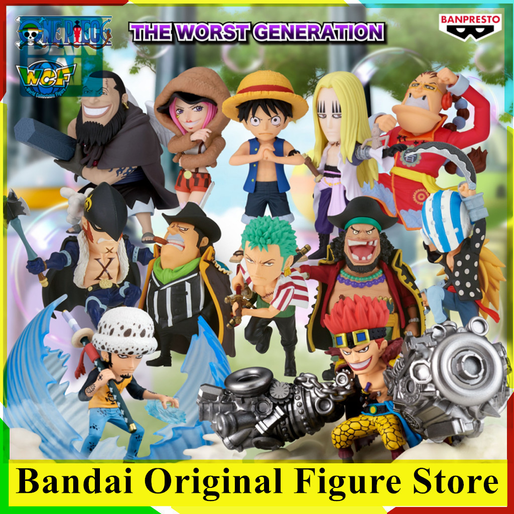 Original BANDAI WCF Roronoa Zoro Trafalgar Law Eustass Kid ONE PIECE Action Figure Shabon Shotou Sai