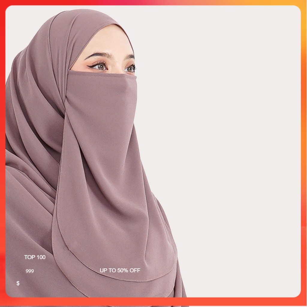 Niqab Tali Ceruty Babydoll Cadar Dua Layer Tanpa Jahitan Bawah