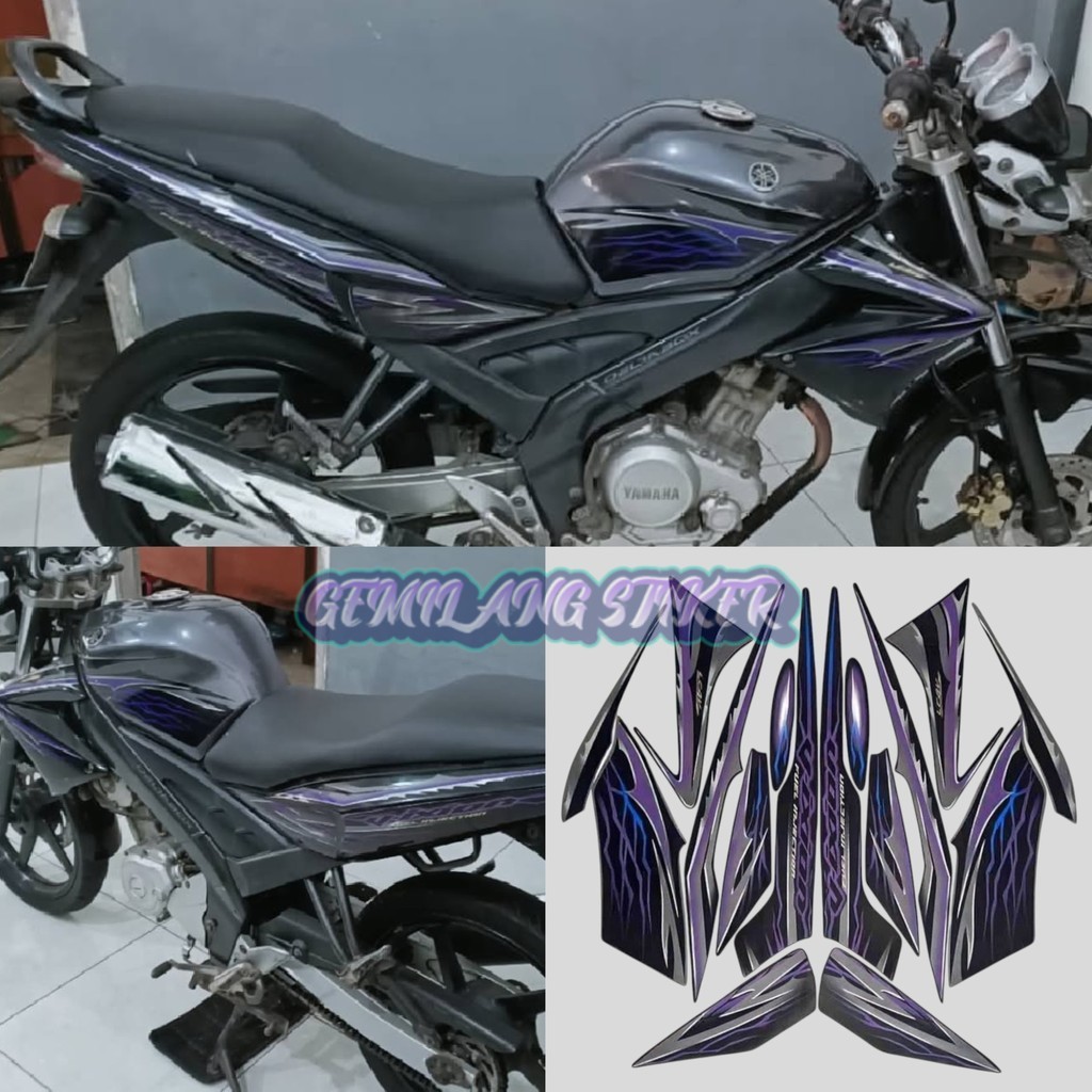 Striping Decal Polet Sticker yamaha vixion 150 2010 old hitam list body standar