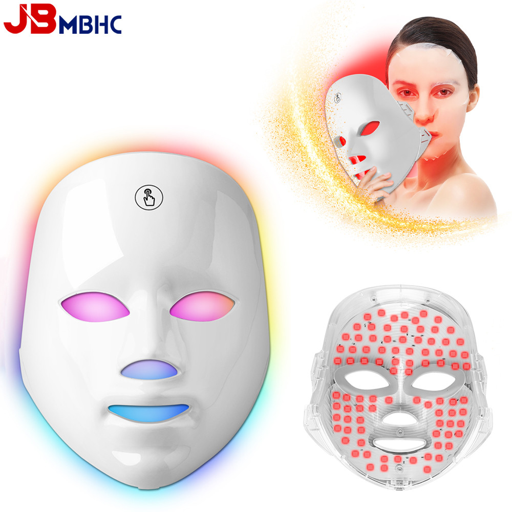 USB Rechargeable Facial LED Mask 7 Color Pdt Photon Therapy Firming and Whitening Skin Beauty Face M