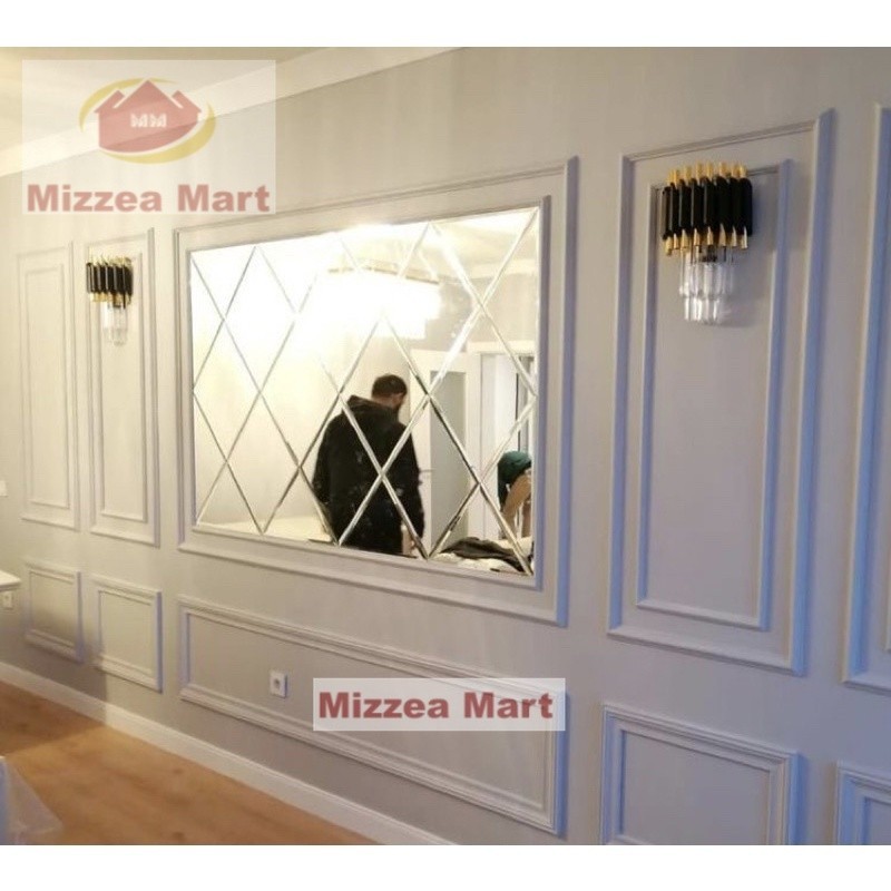 Mizzea Paket Wall Mirror Kaca Cermin Moulding Asli Kaca 100% Ukuran 126CM X 63CM Termurah Bisa COD/K
