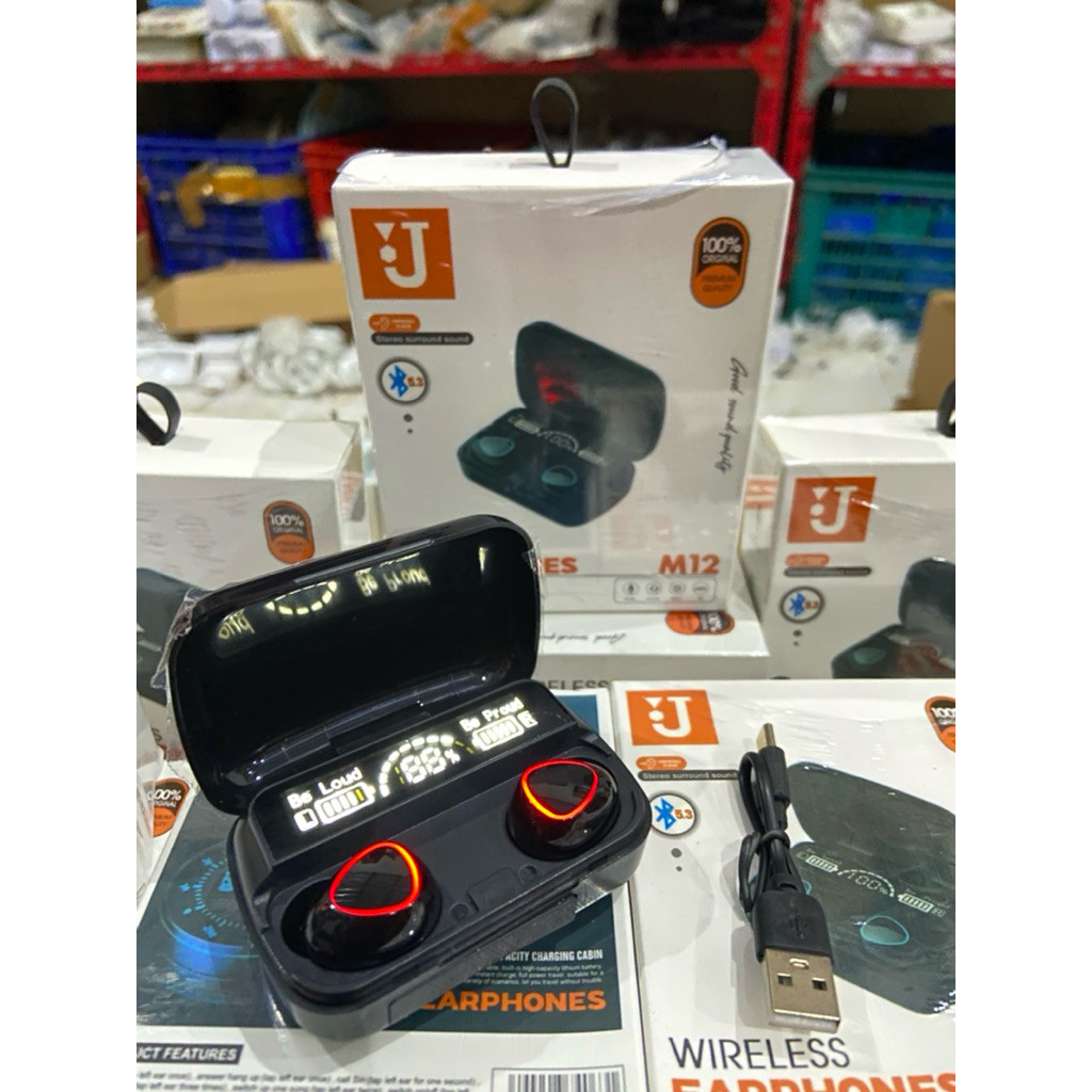 Handsfree Earphone Bluetooth TWS M12 Headset Wireless Stereo Sound