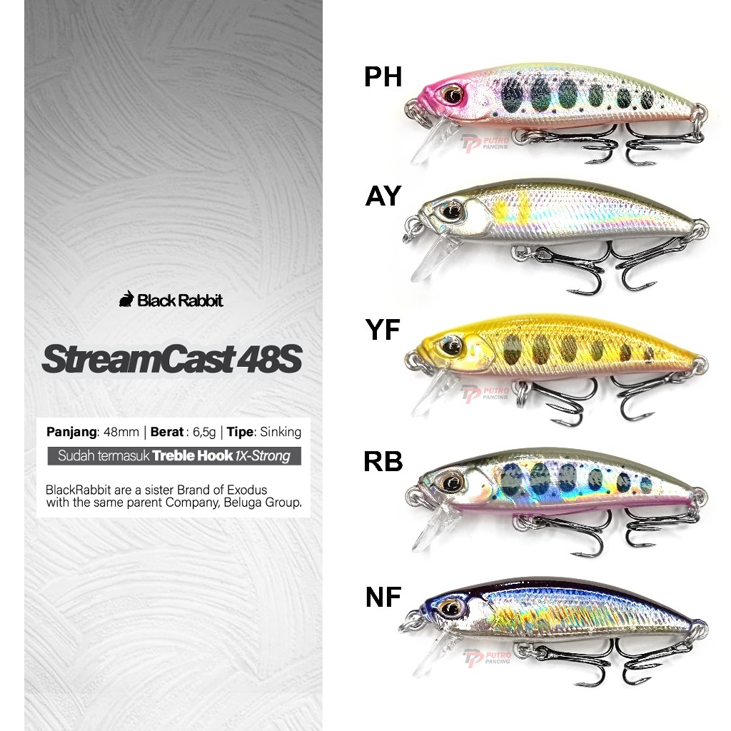 Lure Stream Cast 48S Minnow Sinking Black Rabbit Killer