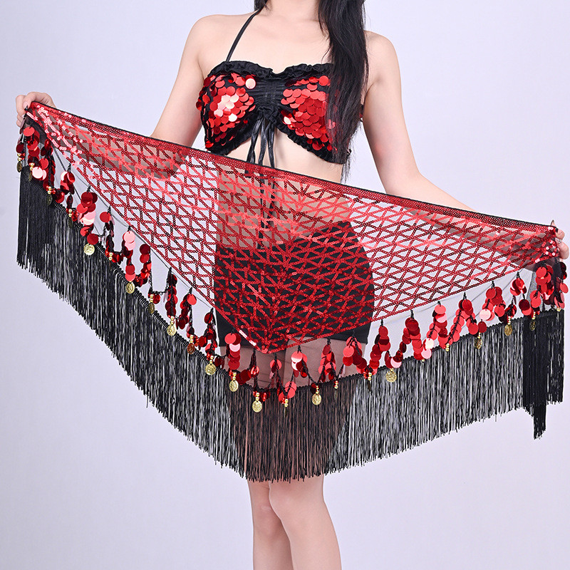 Belly Dance Costume Sequin Tassel  Indian Waist Scarf Hip Scarf Set Oriental Dance Performance Costu