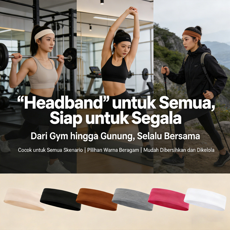Headband Olahraga Anti Keringat untuk Gym, Basket & Lari, untuk Pria & Wanita