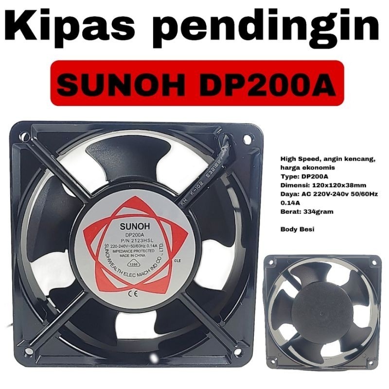 Kipas Pendingin High Speed Sunoh 12cm Cooling Fan AC 12 x 12 x 3.8 cm DP200A