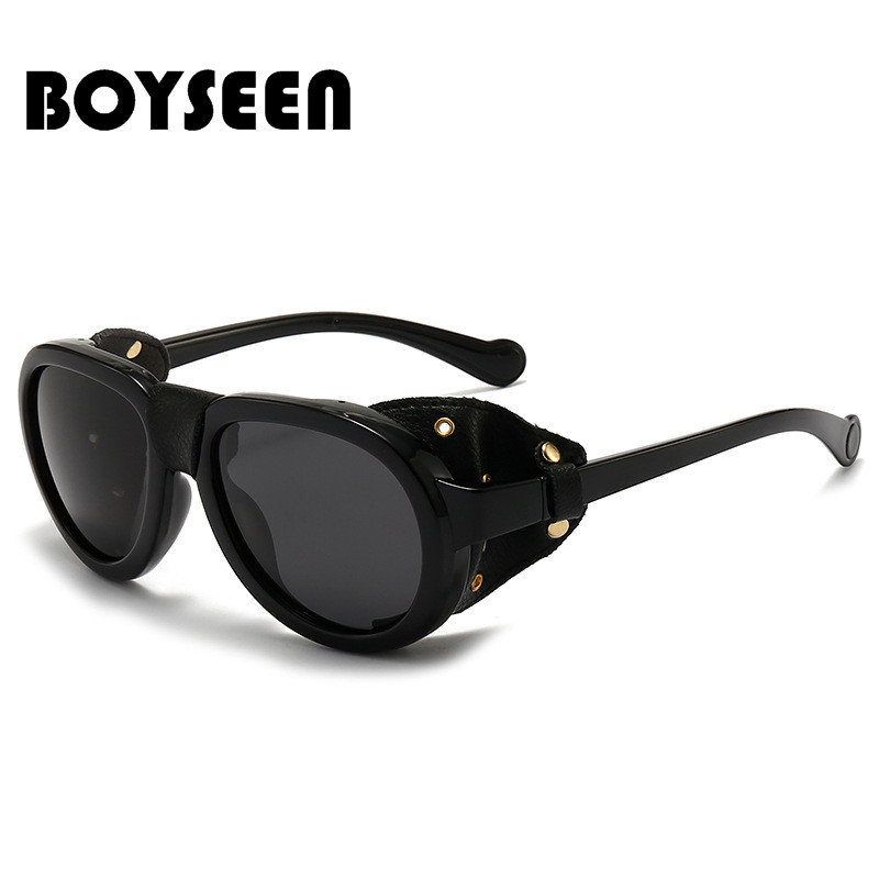 BOYSEEN Steam Punk Oval Windproof Goggle Polarized Sunglasses Men Women Fashion Shades Vintage Glass