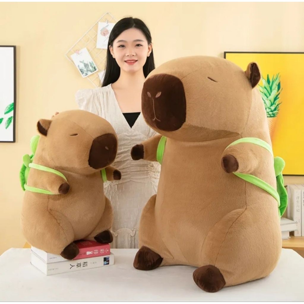 [SS]Boneka capybara gendong tas kura kura jumbo 75cm