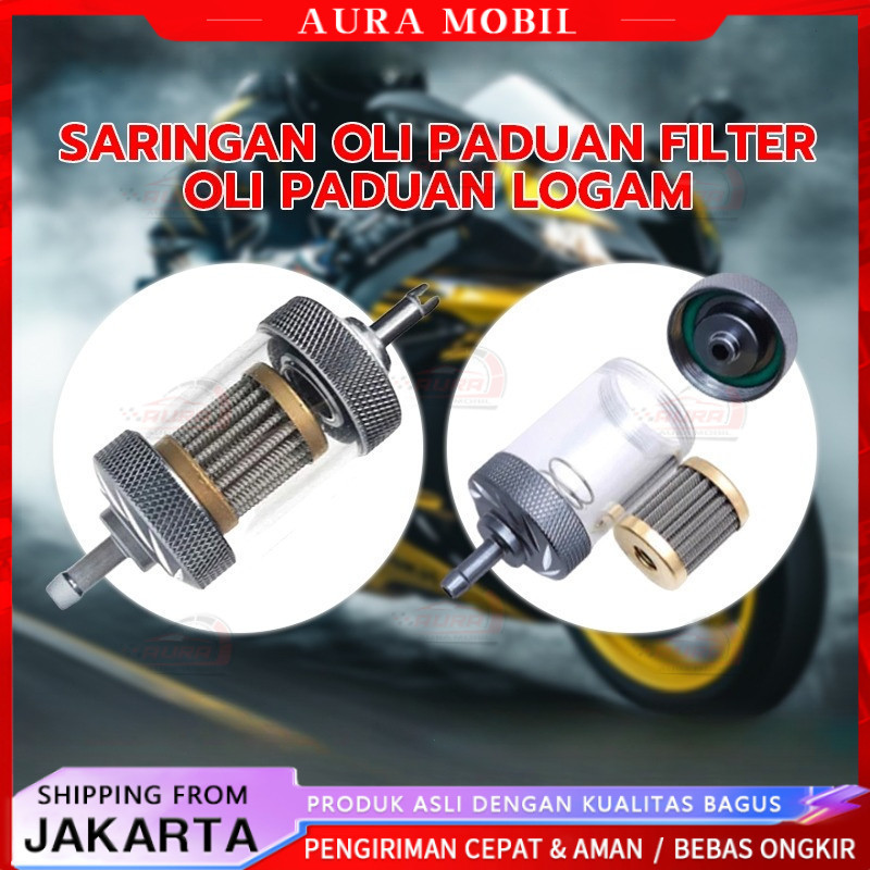 Filter Bensin Transparan CNC titanium . Filter bensin traansparan EYGL . selang bensin toyospring . 