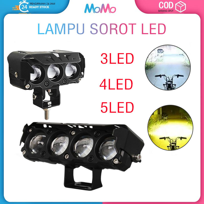 Lampu LED Motor Lampu Tembak LED 4 Mata/3Mata CR7 Series Original Dengan Topi Premium Full Aluminium