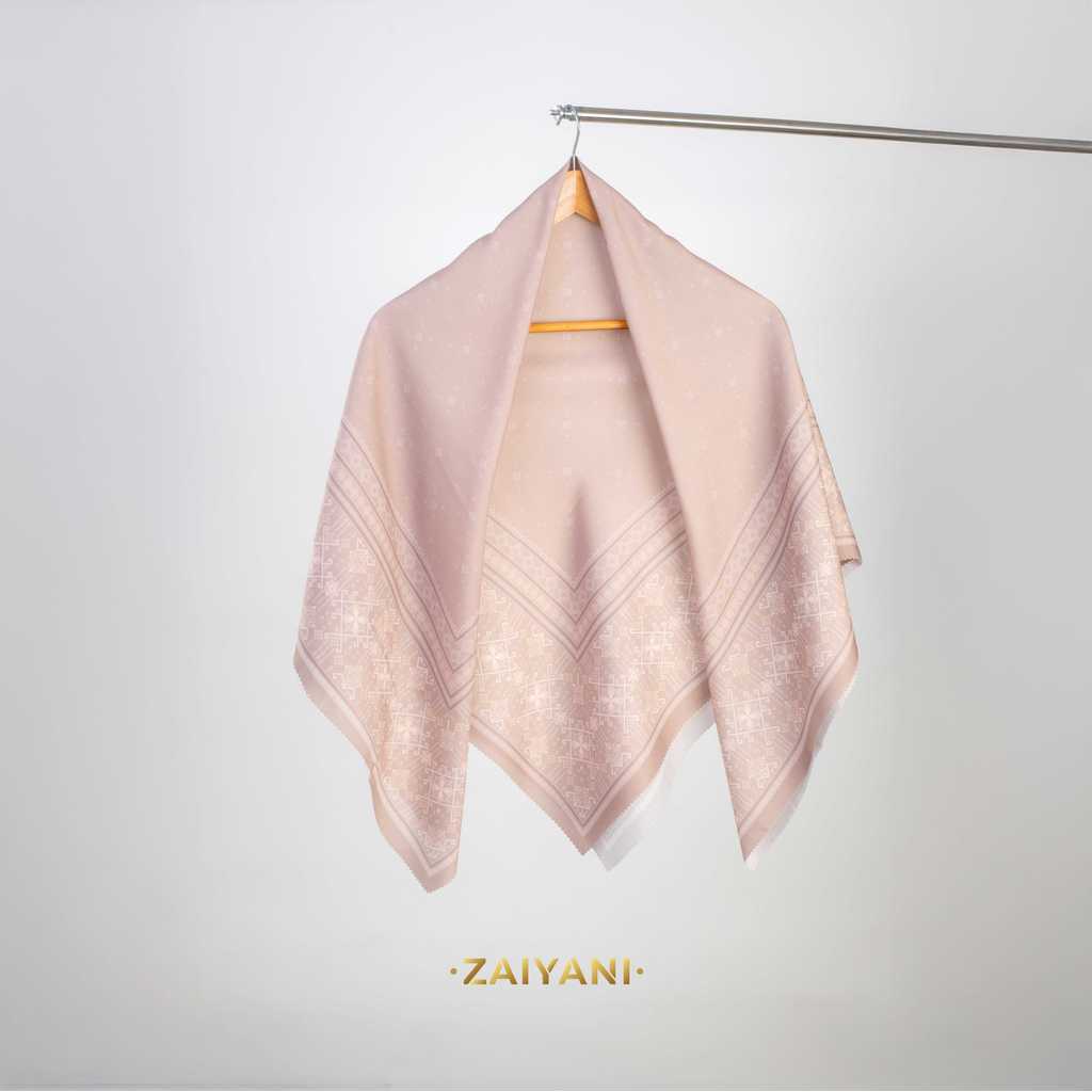 ZAIYANI - Mozaic Series Scarf Segi Empat Kerudung Voal Jilbab Motif - Warna Cream