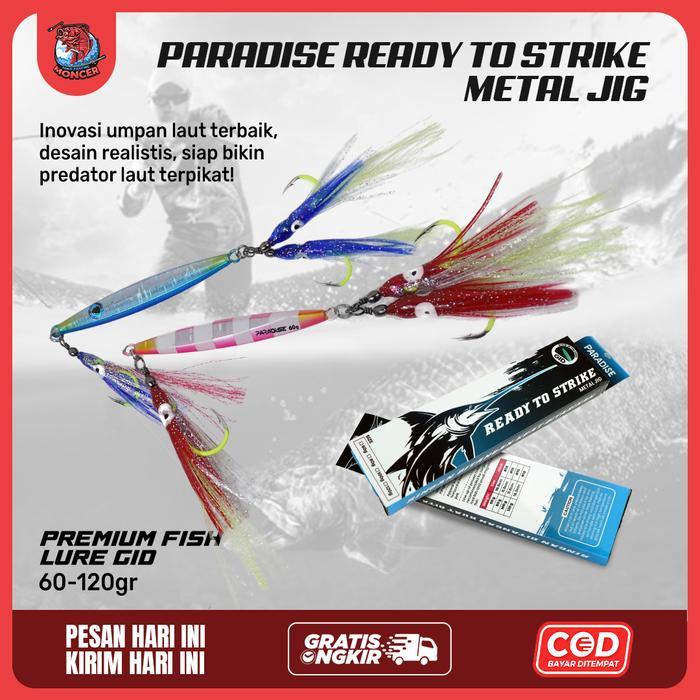 Paradise Ready To Strike Metal Jig Cumi Premium Fish Lure GID 60-120gr - Jigging Laut Glow In The Da