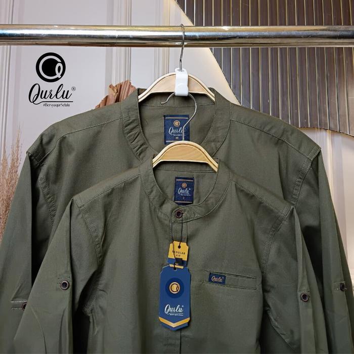 Promo Qurlu - Kemeja Koko COTTON TWILL Lengan PANJANG Dewasa/Anak (baju couple ayah dan anak laki-la