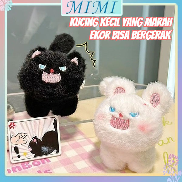 Gaya Imut & Lucu Gantungan Kucing Berbulu Dengan Ekor Bisa Diputar Hiasan Unik Untuk Tas & Kunci