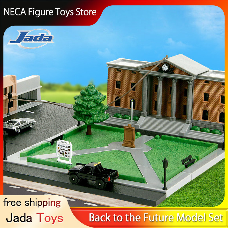 Jada Toys Back to the Future Miniature Scene Model Set  Includes Time Machine DeLorean Drone Sports 