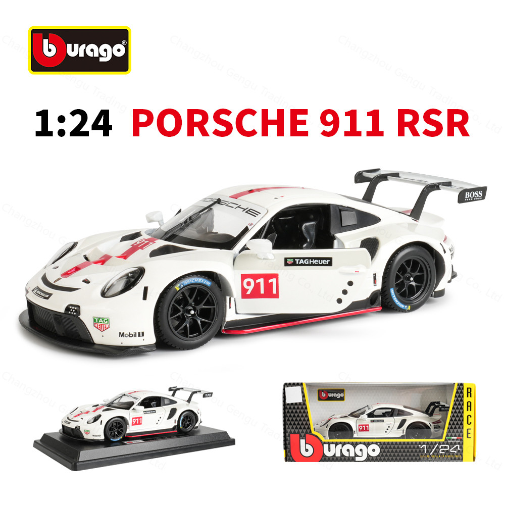 Bburago 1:24 Porsche 911 RSR Sports Car Static e Cast Vehicles Collectible Model Car Toys