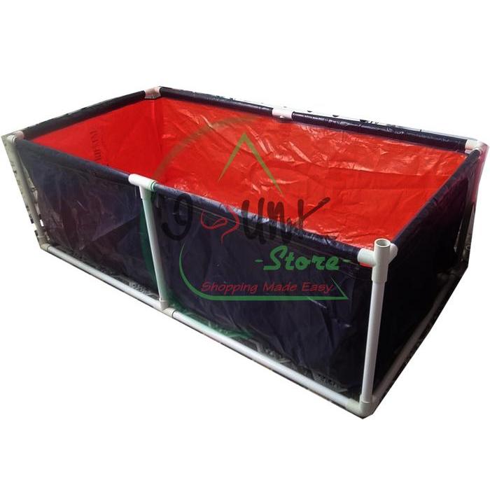 KOLAM TERPAL IKAN / KOLAM RENANG ANAK 200 x 100 x 50 CM SET RANGKA