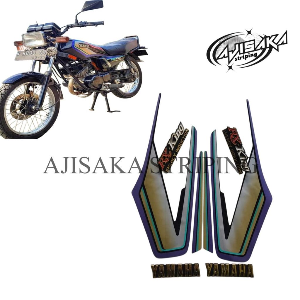 striping original Yamaha RX KING hitam biru ungu tahun 1993 original premium