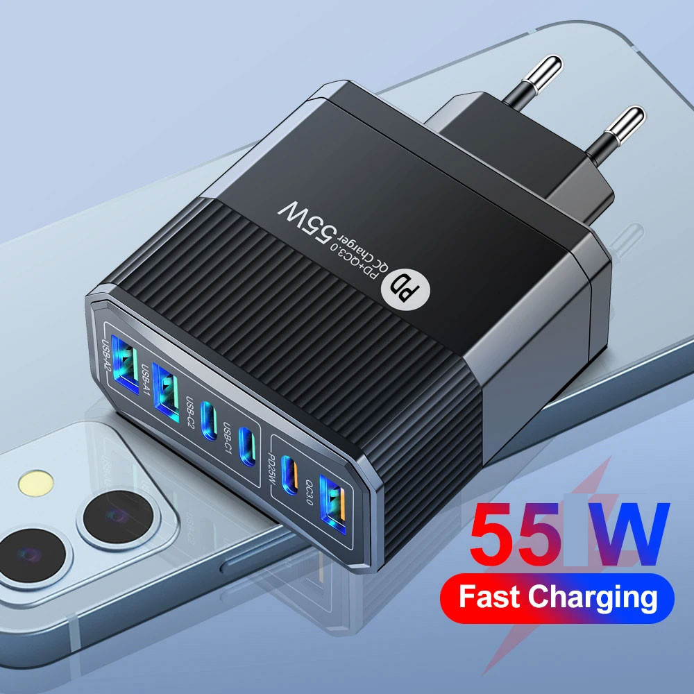 FIX - GOOJ Kepala Charger Fast Charging Multi Port QC 3.0 PD 55W - G-6