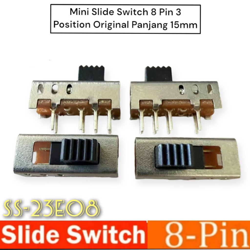 Saklar Geser Mini 8 Pin Mini SS-23E08 2P3T Switch Sliding
